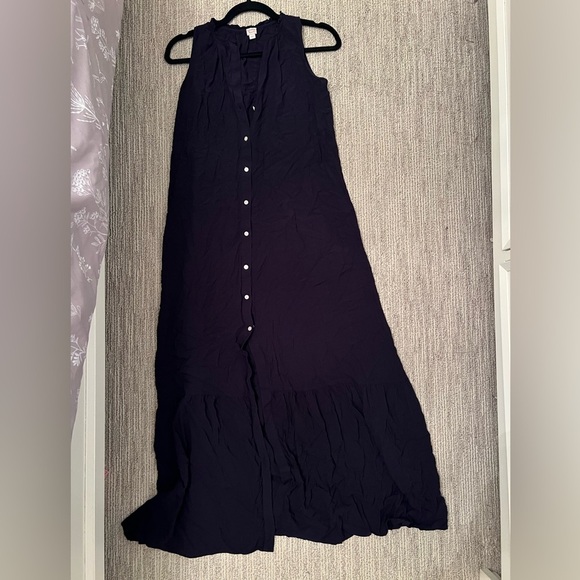 Small Loft Beach Rayon button down navy maxi dress - Picture 2 of 9
